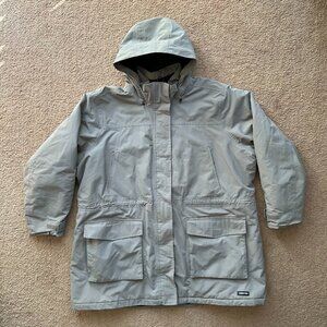 Lands End Jacket Womens 2X Full Zip Hooded Pockets Grey Ski Winter